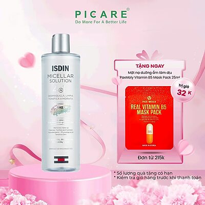 Nước tẩy trang giúp loại bỏ bụi bẩn makeup Isdin Micellar Solution 400ml