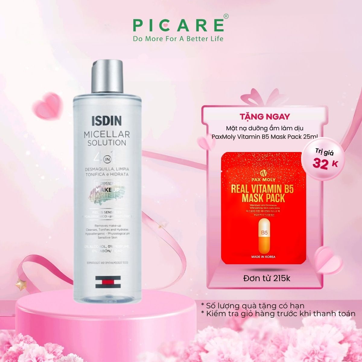 Nước tẩy trang giúp loại bỏ bụi bẩn makeup Isdin Micellar Solution 400ml
