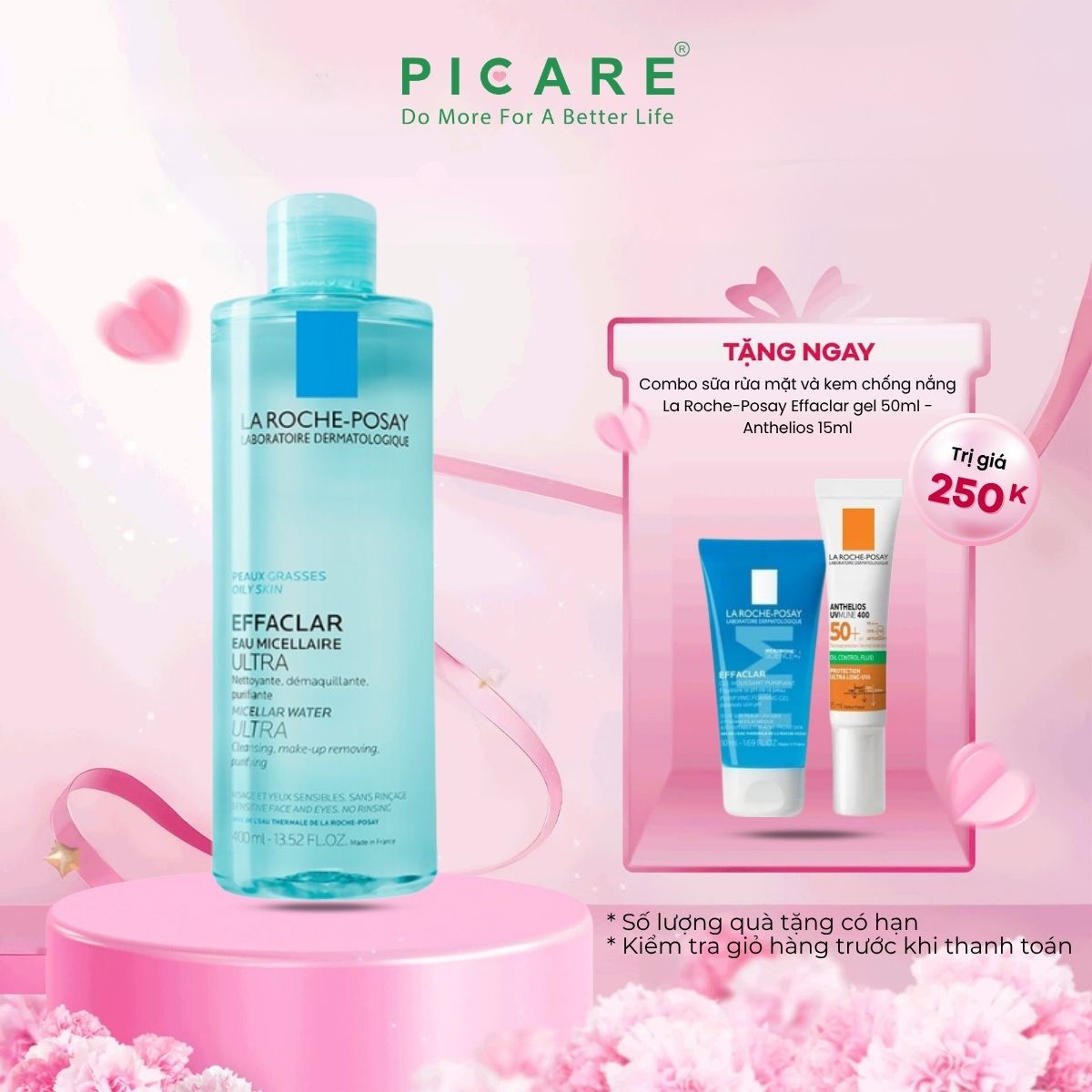 Nước Tẩy Trang & Làm Sạch Sâu Dành Cho Da Dầu Nhạy Cảm La Roche-Posay Effaclar Micellar Water 400ml