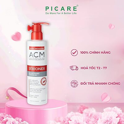 Sữa Rửa Mặt Làm Sạch Sâu Cho Da Dầu Mụn ACM Sebionex Cleansing Gel 200ml