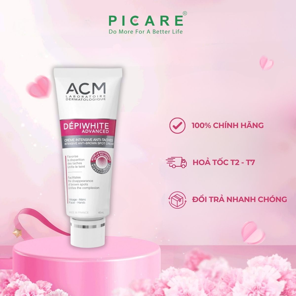 Kem Dưỡng Làm Mờ Và Giảm Đốm Nâu, Tàn Nhang ACM Depiwhite Advanced Intensive Anti Brown Spot Cream 40ml