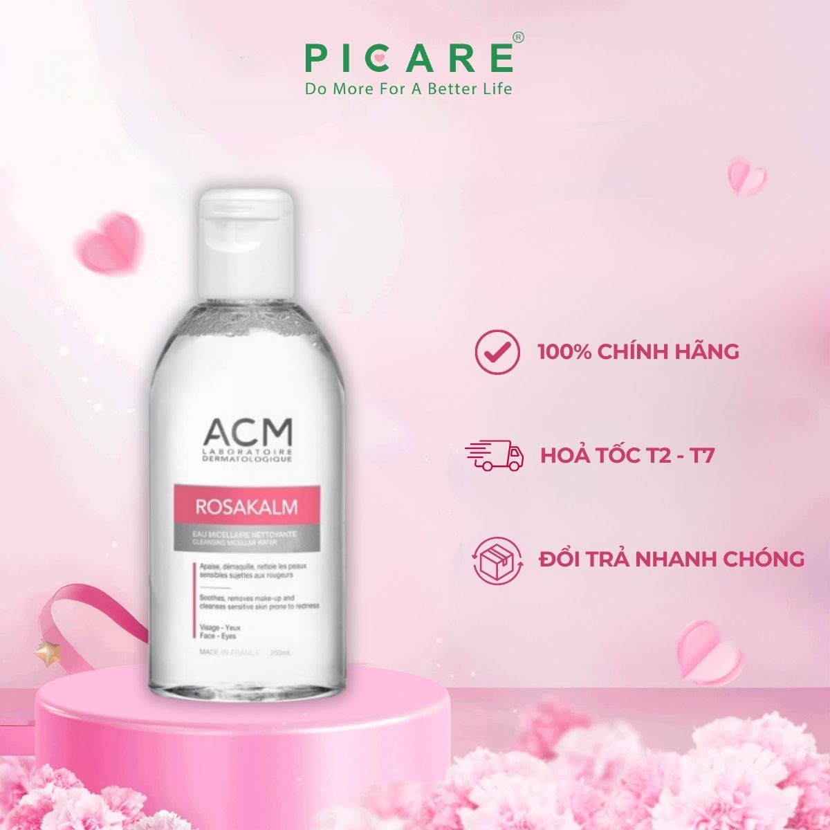 Nước Tẩy Trang Cho Da Nhạy Cảm ACM Rosakalm Cleansing Micellar Water 250 ml