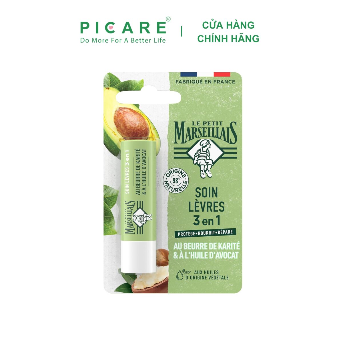 Son Dưỡng Môi 3 Trong 1 Le Petit Marseillais Với Chiết Xuất Bơ Hạt Mỡ Và Dầu Bơ 4.9g