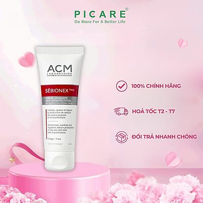 Kem Dưỡng Ẩm Dành Cho Da Mụn Giúp Ngăn Ngừa Sự Tiết Bã Nhờn ACM Sebionex Trio Anti-imperfection Soothing Cream 40ml