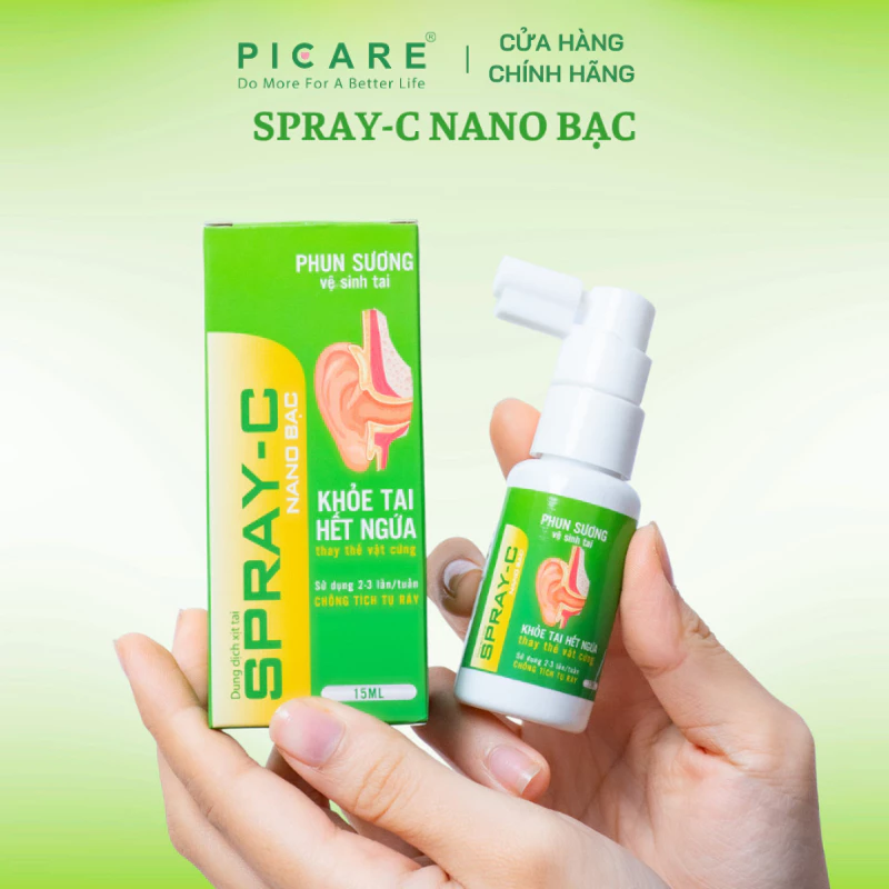 Xịt Vệ Sinh Tai Spray-C Nano Bạc Aero Chemie 15ml Làm Sạch Ráy Tai, Phục Hồi Cơ Chế Tự Làm Sạch Ráy - Ảnh 2