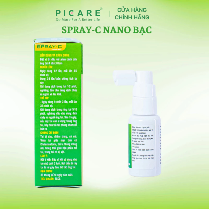 Xịt Vệ Sinh Tai Spray-C Nano Bạc Aero Chemie 15ml Làm Sạch Ráy Tai, Phục Hồi Cơ Chế Tự Làm Sạch Ráy - Ảnh 3