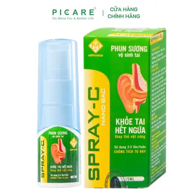 Xịt Vệ Sinh Tai Spray-C Nano Bạc Aero Chemie 15ml Làm Sạch Ráy Tai, Phục Hồi Cơ Chế Tự Làm Sạch Ráy